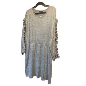 Lane Bryant Heather Grey Ruffled KnitDress Women Plus Size Dress 22/24